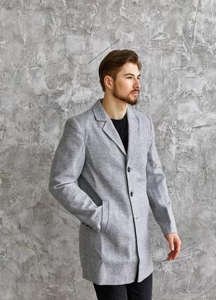 Чоловіче, тепле пальто | демисезонное, мужское пальто серое7 фото