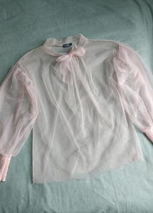 Блуза фатин рукав буф, пышный
