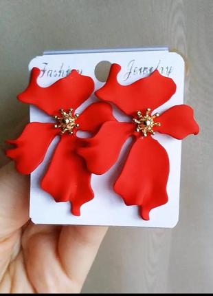 Серьги в стиле zara серьги красные цветочки