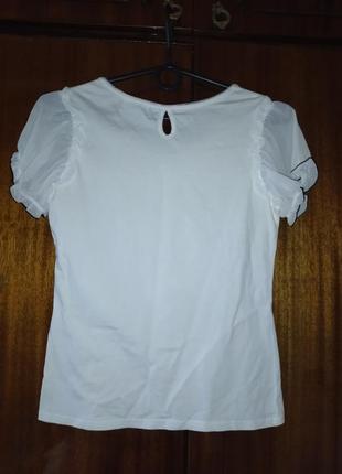 Баелая футболка праздничная блуза белая школьная блузка белая.5 фото