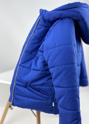 Куртка демісезонна з плащівки на флісі подовжена синя6 фото