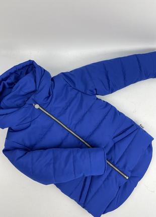 Куртка демісезонна з плащівки на флісі подовжена синя10 фото