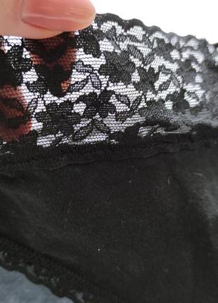 Хлопковые трусики женские черные h&m фирменные кружево большой размер трусы жіночі труси фірмені хлопкові катонові чорні фірмові катоновые6 фото