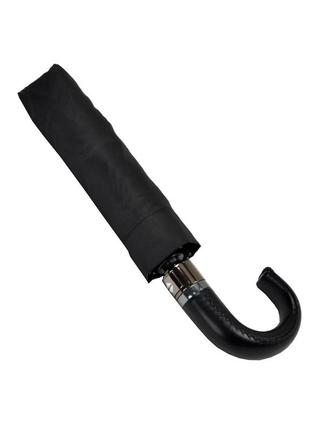 Зонт мужской черный, автомат 10спиц кожанная ручка з т0725