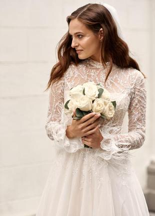 Весільне плаття luce sposa з пір'ям весільну платтье з пір'ям9 фото