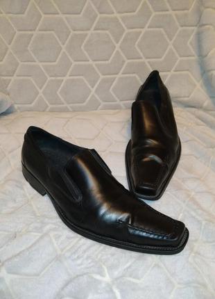 Р. 43-43,5 мужские кожаные, черные, классические туфли