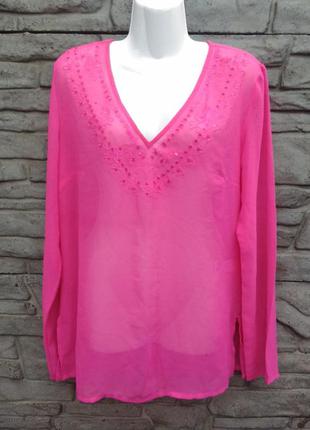 Распродажа!!! красивая, шифоновая блуза розового цвета с вышивкой for woman