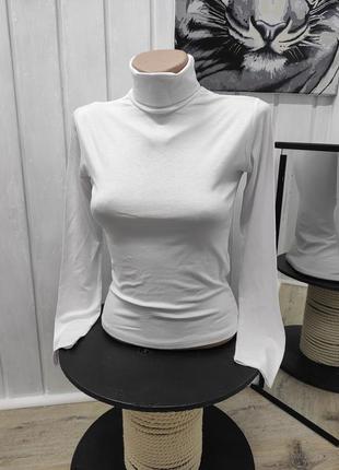 Белый женский гольф базовая водолазка футболка с длинным рукавом турция3 фото