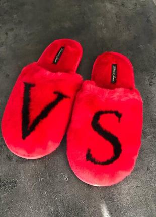 Victoria´s victorias secret виктория сикрет тапочки, шлепанцы, шлепки closed toe faux fur slipper