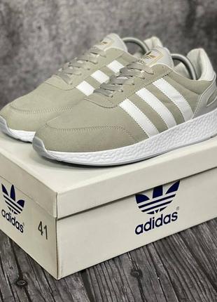 Чоловічі світло сірі замшеві кросівки adidas iniki🆕 адідас иники