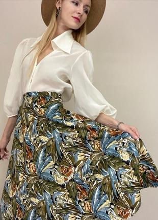 100% бавовна. спідниця на весну літо вінтаж тропічний принт