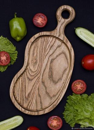 Деревянная тарелка менажница с бортиками для подачи блюд и закусок "испания" ясень 29х14 см