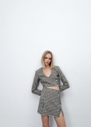 Стильный топ / короткий пиджак от zara в гусиную лапку4 фото