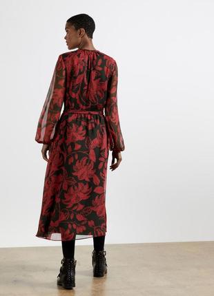 Черное дизайнерское шифоновое летящее платье с красными цветами брендовое rundholz owens lang5 фото