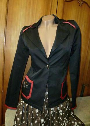 Стильный женский пиджак жакет двубортный черно-красный,винтаж 00-е
