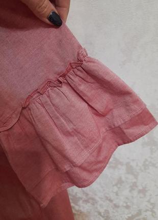 Нежное розовое платье с пышным рукавом воланами4 фото
