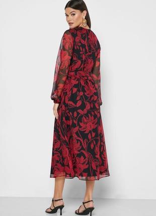 Черное дизайнерское шифоновое летящее платье с красными цветами брендовое rundholz owens lang3 фото
