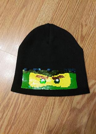 Детская шапка с паетками ниндзяго