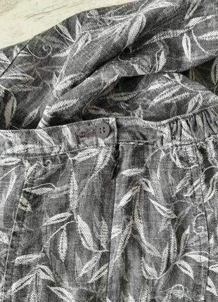 Серая льнянаю юбка  годе., с листочками, лиоцелл и лен9 фото