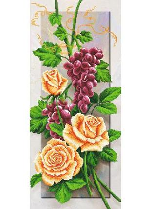 Схема для вышивки бисером розы и виноград