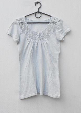 Бавовняна трикотажна блуза з мереживом1 фото
