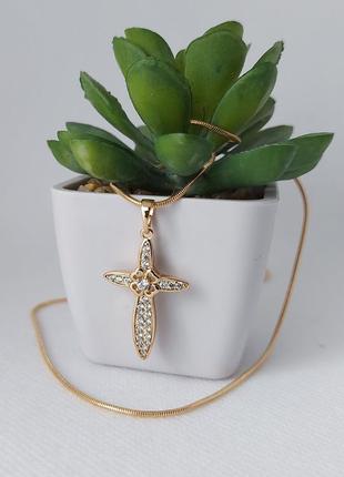 Ланцюжок з хрестиком з медичного золота👑