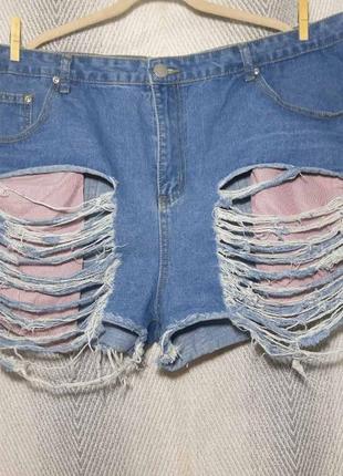 Брендові жіночі рвані джинсові шорти, бриджі, джинси великий розмір батал