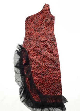 Длинное платье на одно плечо с разрезом  р s1 фото