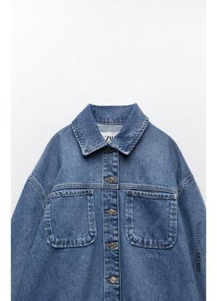 Джинсовая куртка рубашка зара оверсайз сорочка джинсовая курточка3 фото