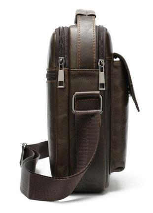 Кожаная мужская сумка vintage 20095 коричневая5 фото