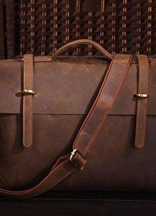 Портфель vintage 14063 в винтажном стиле коричневый2 фото
