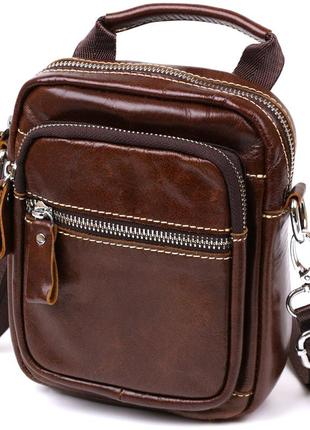 Небольшая мужская сумка из натуральной кожи vintage 20478 коричневый1 фото