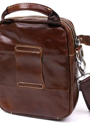 Небольшая мужская сумка из натуральной кожи vintage 20478 коричневый2 фото