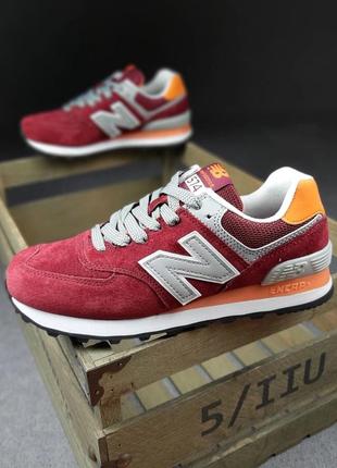 Підліткові кросівки new balance bordo/grey, бордові з сірим, замшеві, демісезонні