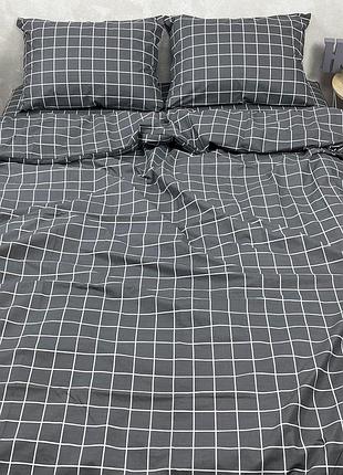 Набір постільної білизни в клітинку, сірий
