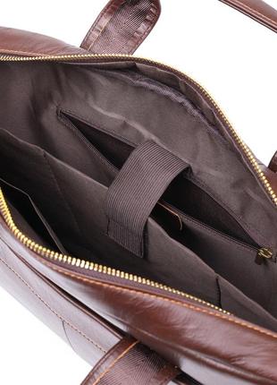 Стильная кожаная сумка для ноутбука vintage 20681 коричневый5 фото