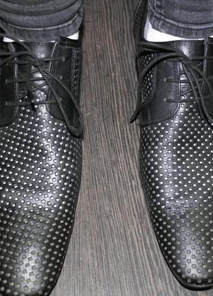 Red tape 45 размер мужские черные кожаные строгие туфли на шнуровке перфорация4 фото