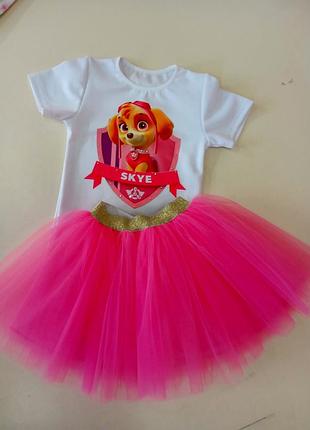 Костюм щенячий патруль (скай )футболка + юбка