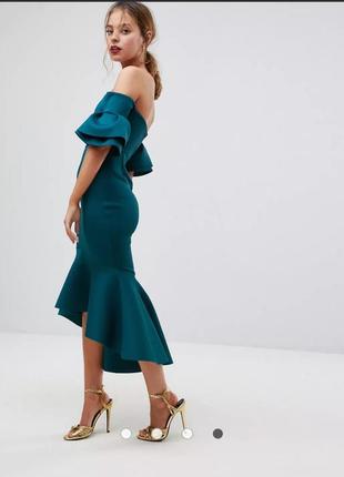 Облегающее платье миди с открытыми плечами asos petite premium3 фото