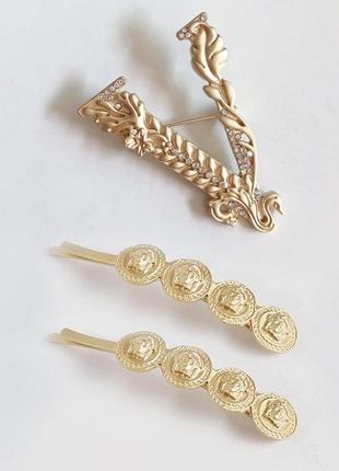 Набор комплект брошь заколка монетки медуза горгона meduse gold