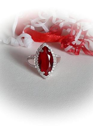 🫧 18 размер кольцо серебро с золотом рубин красный