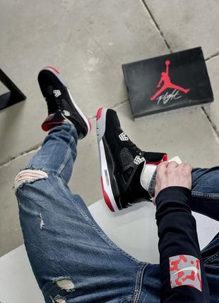 Nike jordan 4 retro bred мужские кроссовки 🆕 найк аир джордан4 фото