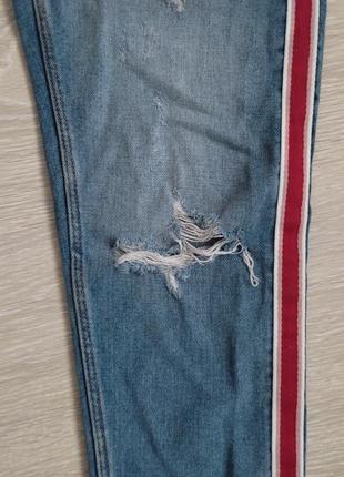 Фірмові джинси бойфренди рвані мом висока посадка з лампасами4 фото