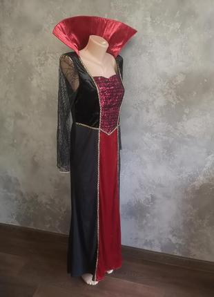 Карнавальна сукня відьма королева чорна вдова m l 44-46 хелоуін  павутина вампір відьма5 фото