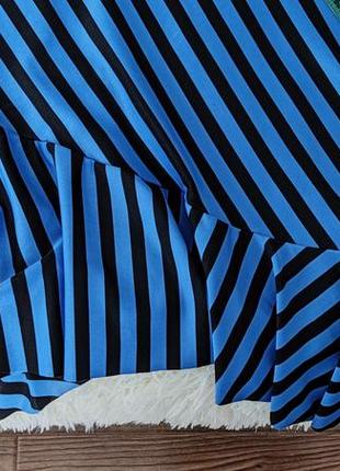 Асеметрична спідницяу синьо- чорну полоску4 фото