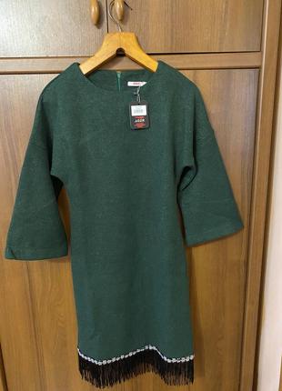 Зелене плаття з люрексом2 фото