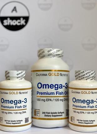 Витамины омега 3 california gold nutrition omega-3 premium fish oil (100 капсул.) рыбий жир