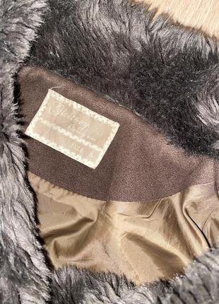 Женское коричневое пальто пальто с воротником, без пояса4 фото