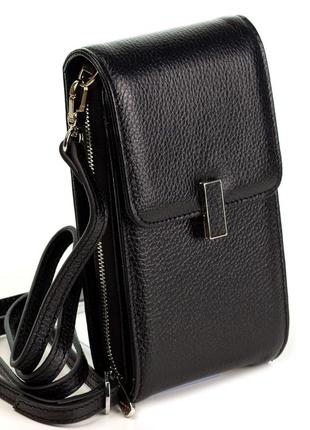 Шкіряна сумка гаманець на шию eminsa 40241-37-1 з відділенням для телефону1 фото