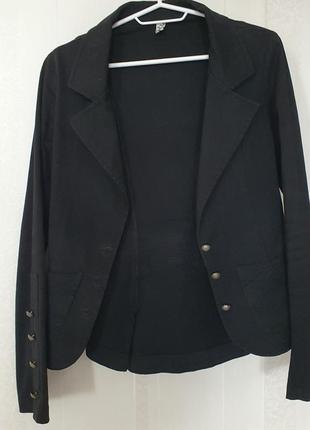 Стильный черный пиджак жакет бархатистый стрейч котон
